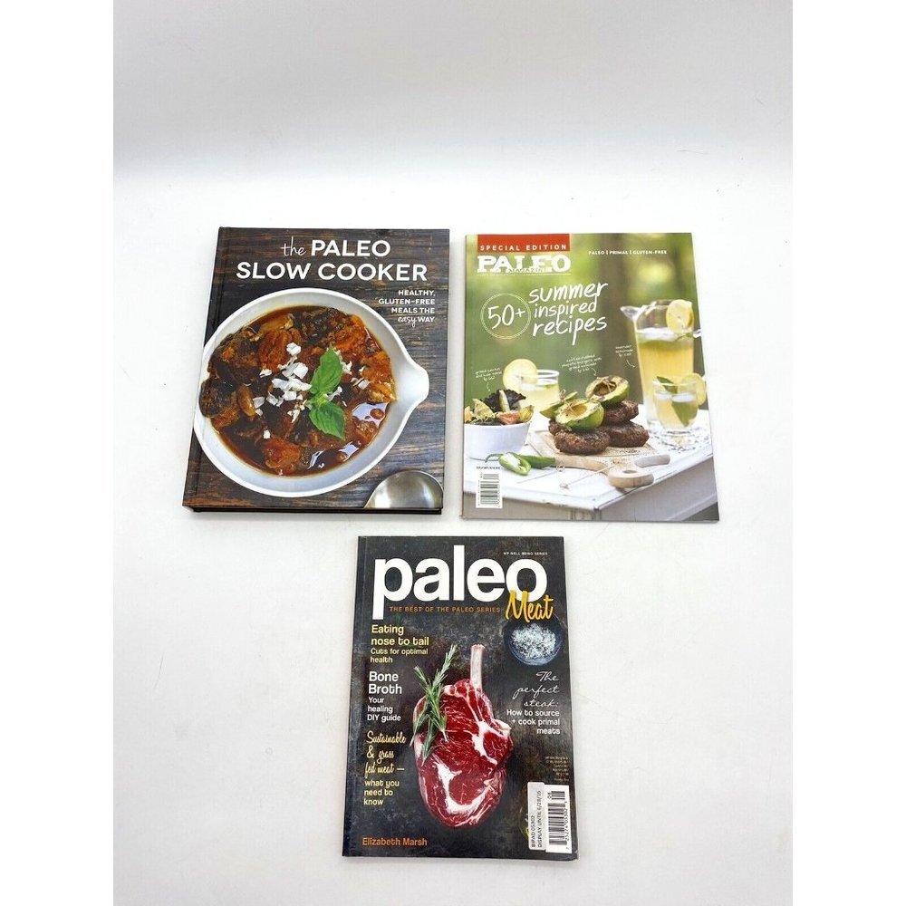 Paleo Cookbook Lot of 3 Slow Cooker Meat Recipes Magazines HC PB Grain Free